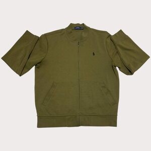 Polo Ralph Lauren Mens Olive Green Double-Knit Full Zip Bomber Track Jacket L